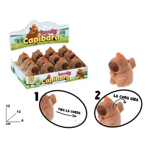 Adorable Peluche Capybara 12x12x6 cm avec Queue Rotative à Tirer – Jouet Animal - Product Image 1