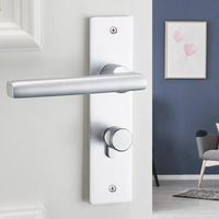 Serrure de porte simple en fer argenté à clé, poignée silencieuse, logo personnalisé, garantie 1 an, installation facile, pour chambre et salle de bain J020