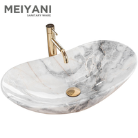 Lavabo Haut de Gamme en Céramique et Marbre pour Salle de Bain, à Poser sur Comptoir