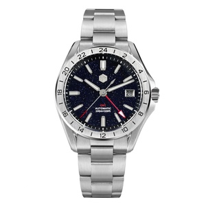 Montre de luxe pour homme San Martin SN0129 39 mm avec cadran en pierre d'aventurine, mouvement automatique mécanique NH34 GMT, saphir, étanche, lumineuse - Product Image 1