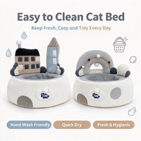 Lit pour chat en forme de château en peluche, maison douce et ronde pour animaux de compagnie, nid en velours, coussin chaud pour chaton, lavable à la main, OEM ODM