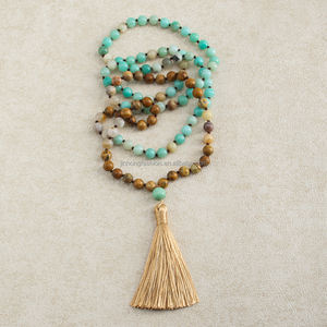 <span class=keywords><strong>Collana</strong></span> da <span class=keywords><strong>uomo</strong></span> con nappa, stile retrò bohémien, personalizzabile, con 108 perle di gemme naturali da 8 mm e <span class=keywords><strong>pietre</strong></span> da 12 mm, per yoga e meditazione. - Product Image 2