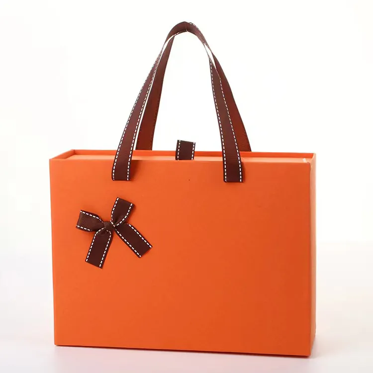 고급 오렌지 선물 신발 속옷 저렴한 종이 쇼핑백 손잡이 종이 상자와 가방