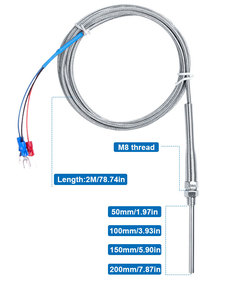 K J PT100 loại cặp nhiệt điện thép không gỉ thăm dò cặp nhiệt điện 100mm 200mm 2m dây cáp chiều dài cảm biến nhiệt độ - Product Image 6