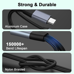 Nylon Braid 2-Trong-1 USB-C 3.5Mm Jack <span class=keywords><strong>Adapter</strong></span> Âm Thanh Pd60W Phí Loại C Cho <span class=keywords><strong>iPhone</strong></span> 15 Samsung Các Thiết Bị Khác <span class=keywords><strong>Splitter</strong></span> Cho Loa - Product Image 5