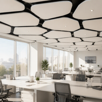 Dalles de plafond en laine de verre Qinsound à forme personnalisée avec contrôle de la réverbération, classe A, NRC élevé 0.9, panneaux de plafond en fibre de verre pour bureaux
