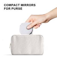 Miroir de poche pliable compact en métal avec logo personnalisé, double face, pour le maquillage de voyage