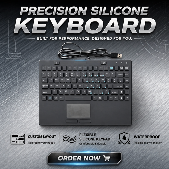 Factory OEM Custom Layout Oil Resistant Silicone Keyboard Flexible Touchpad IP68 Waterproof USB Interface Multi-OS Support for