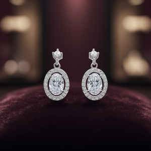 Pendientes de Diamantes Ovalados E435 en Oro Blanco, Color D, Naturales, Certificados por GIA, Estilo Clásico para Boda - Product Image 2