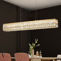 Lustre moderne à 2 niveaux en cristal, luminaire suspendu circulaire LED à cadre doré, plafonnier suspendu à intensité variable pour salon