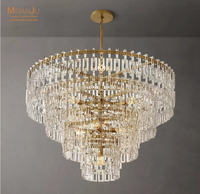 Lustre LED rond moderne en laiton doré avec cristaux, éclairage décoratif pour salon, salle à manger, plafonnier