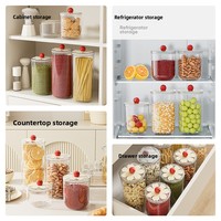 Huishoudelijke transparante luchtdichte ronde voorraadbus, stijlvolle voedselbewaarbak voor gebruik in de keuken - voor granen, snacks, gedroogd fruit