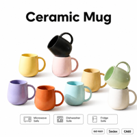 Tasse en céramique 480 ml, multicolore, en grès, avec glaçure lisse et brillante, compatible lave-vaisselle et micro-ondes, 10 couleurs, logo personnalisé pour