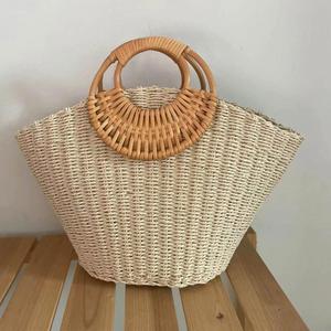 Bolso de mano de paja trenzado portátil para mujer, estilo sencillo, novedad de verano 2023, ideal para vacaciones y playa - Product Image 4