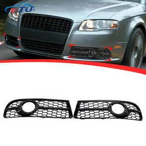Brillant noir argent ABS nid d'abeille voiture pare-chocs avant grilles latérales Grille antibrouillard capuchons pour <span class=keywords><strong>Audi</strong></span> A4 <span class=keywords><strong>S4</strong></span> <span class=keywords><strong>B7</strong></span> 8E 8H 2005-2007 - Product Image 1