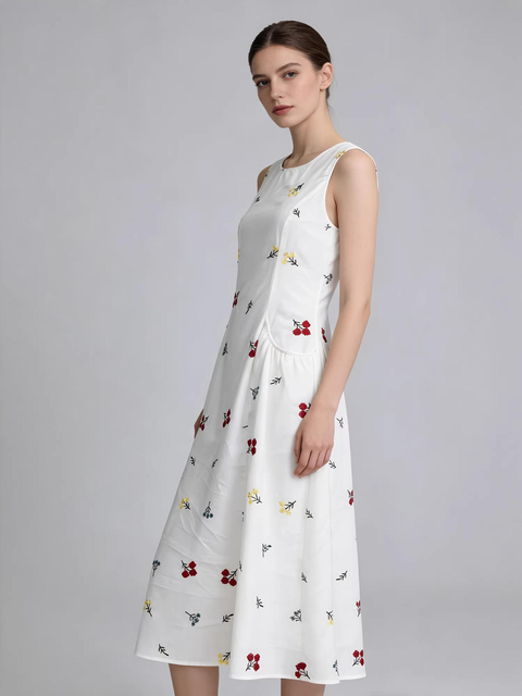Unity Luxure Women's Vintage Floral A-Line Dress Empire Waist Retro Summer Breathable Comfortable Eco-Friendly Backless Dress