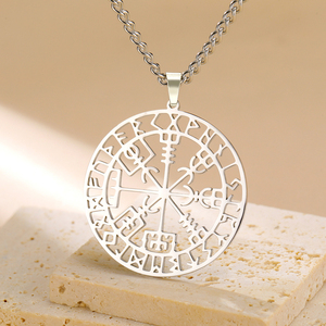 Myshape Vegvisir colgante collar nórdico vikingo <span class=keywords><strong>runas</strong></span> brújula collar protección amuleto joyería <span class=keywords><strong>de</strong></span> acero inoxidable - Product Image 1
