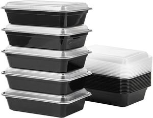 Boîte Bento en Plastique PP Jetable, Compatible Micro-ondes et Lave-vaisselle, avec Couvercle Anti-Fuite, Contenant Alimentaire Rectangulaire à Emporter pour Préparation de Repas - Product Image 1