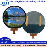 Écran LCD TFT XOT de 3,6 pouces, résolution 544x506, interface LVDS, rétroéclairage LED, luminosité de 350 Cd/m, température de fonctionnement de -20 à 70 degrés