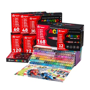 ปากกาอะคริลิคหัวแปรง <span class=keywords><strong>Flysea</strong></span> ขนาด 6 มม. ปากกามาร์คเกอร์ความจุมากสำหรับระบายสีบนไม้ หิน แก้ว ผ้าใบ หิน ผ้า โลหะ เซรามิก - Product Image 1