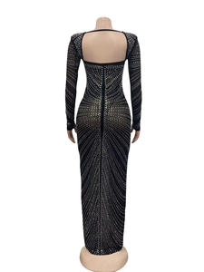 Listo para enviar Prom Luxury Diamond Sexy Maxi Long Bodycon Party Vestido de noche modesto - Product Image 5