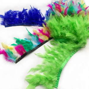 Dentelle à bordure épaisse en plumes de dinde, pièce décorative, accessoires pour vêtements de mariage et de danse latine, artisanat DIY, bijoux, largeur 18 cm - Product Image 5