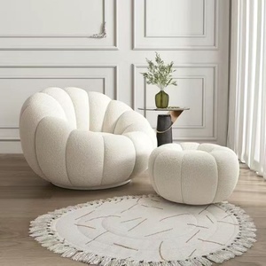 Moderna Poltrona Relax Singola Stile Crema Curva a Petali di Zucca con Funzione Girevole per Balcone e <span class=keywords><strong>Soggiorno</strong></span> - Product Image 1