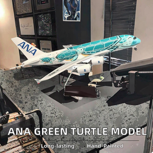 Modèle d'<span class=keywords><strong>avion</strong></span> en résine ANA (All Nippon Airways) Green Turtle A380 de 45 cm, <span class=keywords><strong>avion</strong></span> de ligne, simulation d'aviation civile, décoration - Product Image 2