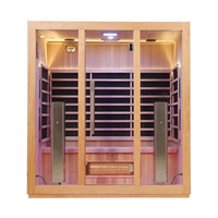 Sauna infrarouge lointain intérieur sec de luxe en bois massif contrôlé par wifi pour 4 personnes