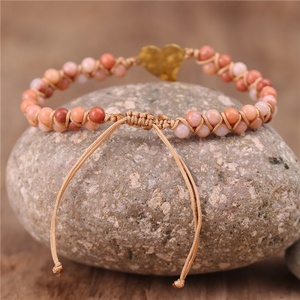 Thép Không Gỉ Vàng Tim Charm Hồng Aventurine Hạt Macrame Bện Bracelet Dân Tộc Dệt Chuỗi Điều Chỉnh Bracelet Dropship - Product Image 4