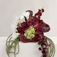 Boule de fleurs artificielle haut de gamme PPS, vert et blanc bordeaux, 30 cm, pour centre de table de mariage et décoration d'événements