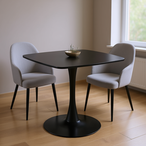 โต๊ะรับประทานอาหารทรงสี่เหลี่ยม สีดำ โมเดิร์น ฐานขาตั้ง 4 ที่นั่ง เฟอร์นิเจอร์ครัวบ้าน - Product Image 2