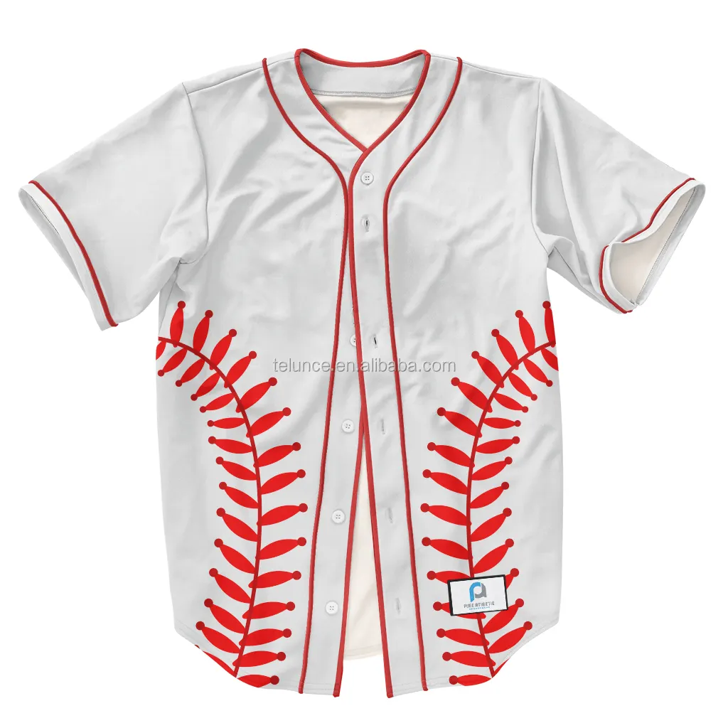 Kualitas tinggi murni garis putih solid cetakan sublimasi kustom kaus bisbol wanita seragam bisbol anak muda