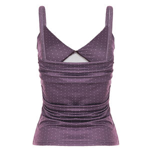 Hot girl's tight and slim V-neck <b>bra</b>-style design sexy camisole <b>top</b> polka dot printed pleated versatile <b>vest</b> - Product Image 6