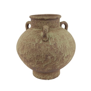 RXGC01-A Pot <span class=keywords><strong>en</strong></span> céramique terracotta rustique vieilli à trois poignées, vase vintage texturé brut style Wabi-Sabi - Product Image 1