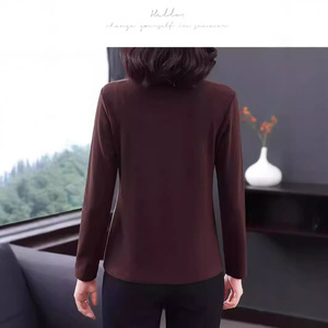 Women Ribbed German Fleece Long Sleeve <b>Top</b> Round Neck Thermal Base <b>Layer</b> Loose Fit Color Block Autumn Winter Wear - Product Image 4