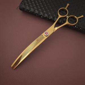Tijeras de peluquería para mascotas K4, 7 pulgadas, curvadas, de acero 440C, acabado dorado, para perros y gatos, herramienta profesional para cortar el pelo - Product Image 2