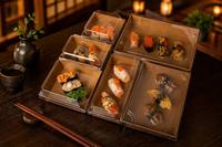 Boîte à sushi en papier kraft biodégradable avec compartiment séparateur, boîte à bento japonaise pour emporter
