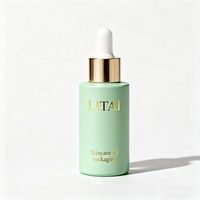 Emballage cosmétique de 40ml 60ml 80ml bouteille en verre vert mat vide pour flacons compte-gouttes d'huile essentielle de sérum pour le visage avec logo de marque personnalisé
