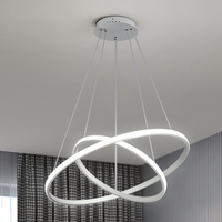 Lustre LED Simple en acrylique et or de luxe avec anneau circulaire noir pour salon, lampes suspendues de plafond