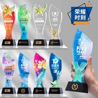 Trofeo de Cristal Práctico, Ecológico, Blanco, Irregular, Creativo, Colorido, de Alta Gama, con Temática Deportiva, para Bodas