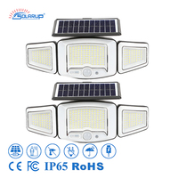 Luces Solares Solarup de 2000mAh con 3 Cabezales, Luces de Pared para Exteriores con Sensor de Movimiento, IP65 Impermeables, LED de Alta Luminosidad para Jardín