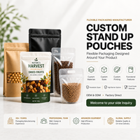 Sachet Doypack transparent avec poignée découpée et fermeture éclair refermable, sac de rangement réutilisable pour fruits secs, noix et emballage de snacks