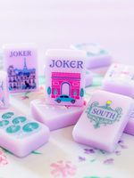 Tuiles de Mahjong Américaines en Acrylique Style Parisien Violettes, de Haute Qualité, Préparées à la Main, Esthétiquement Plaisantes, pour 2 à 4 Joueurs, Usage Domestique