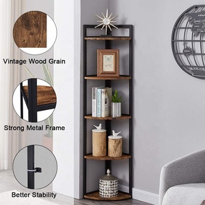 Estantería para Libros <span class=keywords><strong>de</strong></span> Salón, 5/6 Niveles, Estilo Industrial, <span class=keywords><strong>de</strong></span> Acero y Madera, Estantería <span class=keywords><strong>de</strong></span> Esquina Antigua - Product Image 3