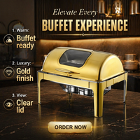Ensemble de chauffe-plats pour buffet de mariage, équipement de traiteur, réchaud de buffet moderne, plat chauffant en métal, plateau alimentaire en acier inoxydable