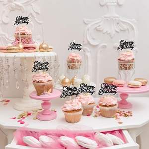 Adornos para Cupcakes de Cumpleaños con Brillantina, Decoraciones Negras para Cupcakes para Celebrar Fiestas de Cumpleaños - Product Image 5