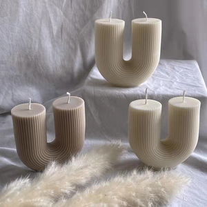 U-Shaped Silicone <b>Candle</b> <b>Mold</b> 85x88mm DIY Plaster <b>Mold</b> For Decorative Crafting - Product Image 3
