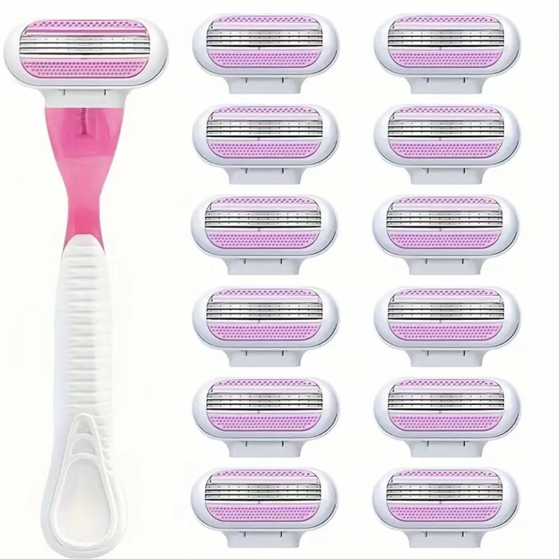 Pink knife holder with 8 blades [packaged in an OPP bag]