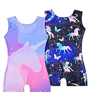 Justaucorps de gymnastique pour filles à imprimé licorne, débardeur sans manches, respirant, léger, pour le printemps et l'été, tenue décontractée avec chouchous - Product Image 3
